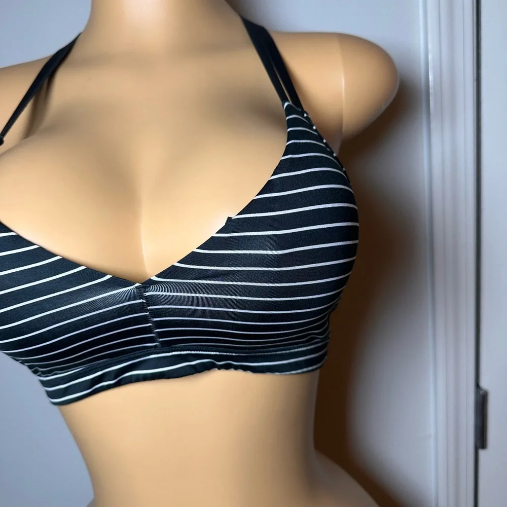 Victoria's Secret Black and White Striped Racerback Bra